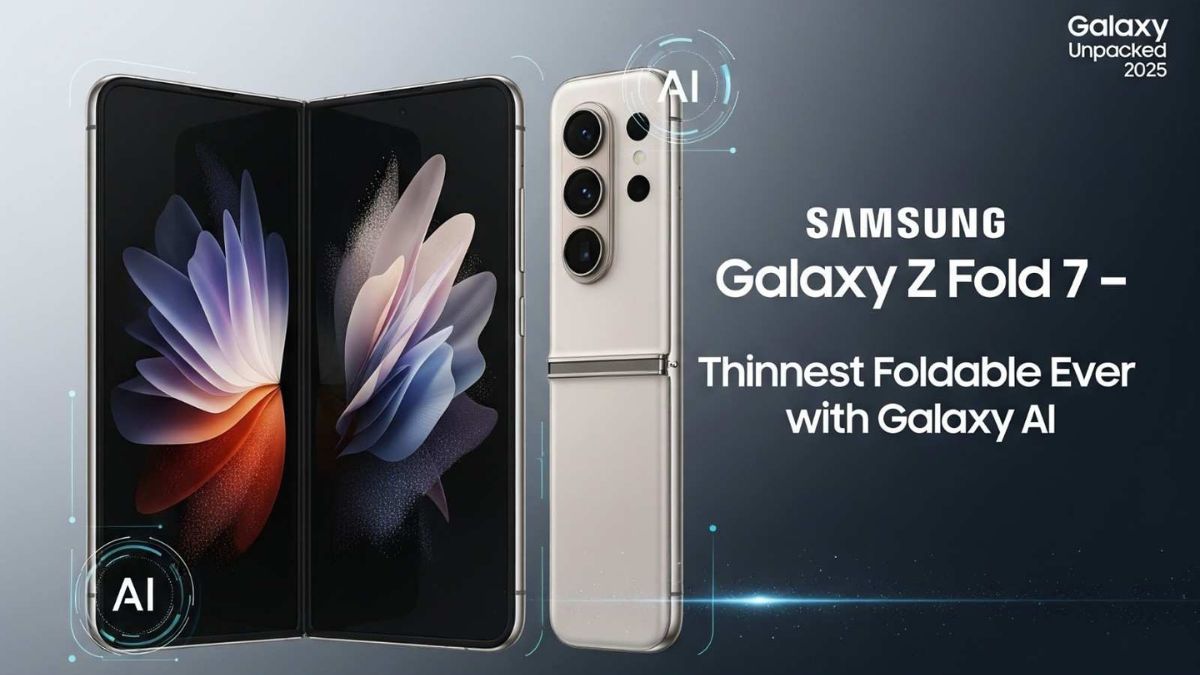 Samsung Galaxy Z Fold 7. Slimmest Phone Ever. AI Photo by Gemini