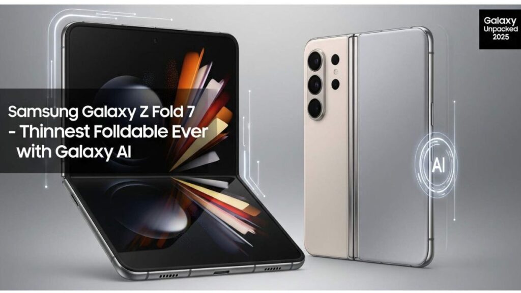 Samsung Galaxy Z Fold 7. Slimmest Phone Ever. AI Photo by Gemini